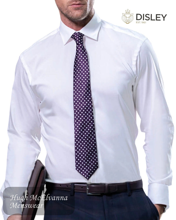 Disley Tramore White Tapered Fit Stretch Shirt - Hugh McElvanna Menswear