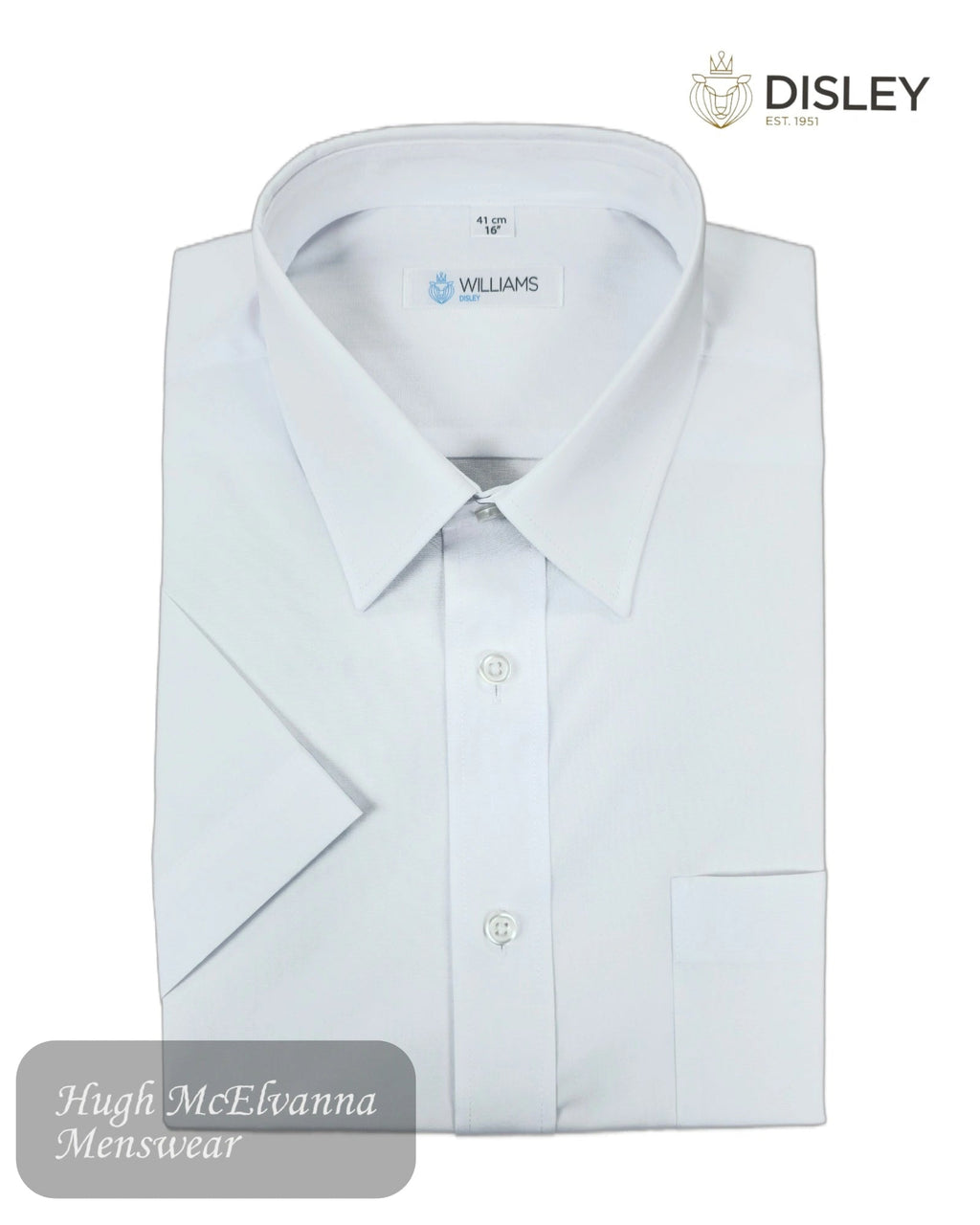 Disley White Short Sleeve Shirt – Lightweight Poly - Cotton with Chest Pocket - Hugh McElvanna Menswear