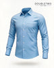 Double TWO Classic Plain Glacier Blue Formal Shirt - Hugh McElvanna Menswear - Shirts & Tops