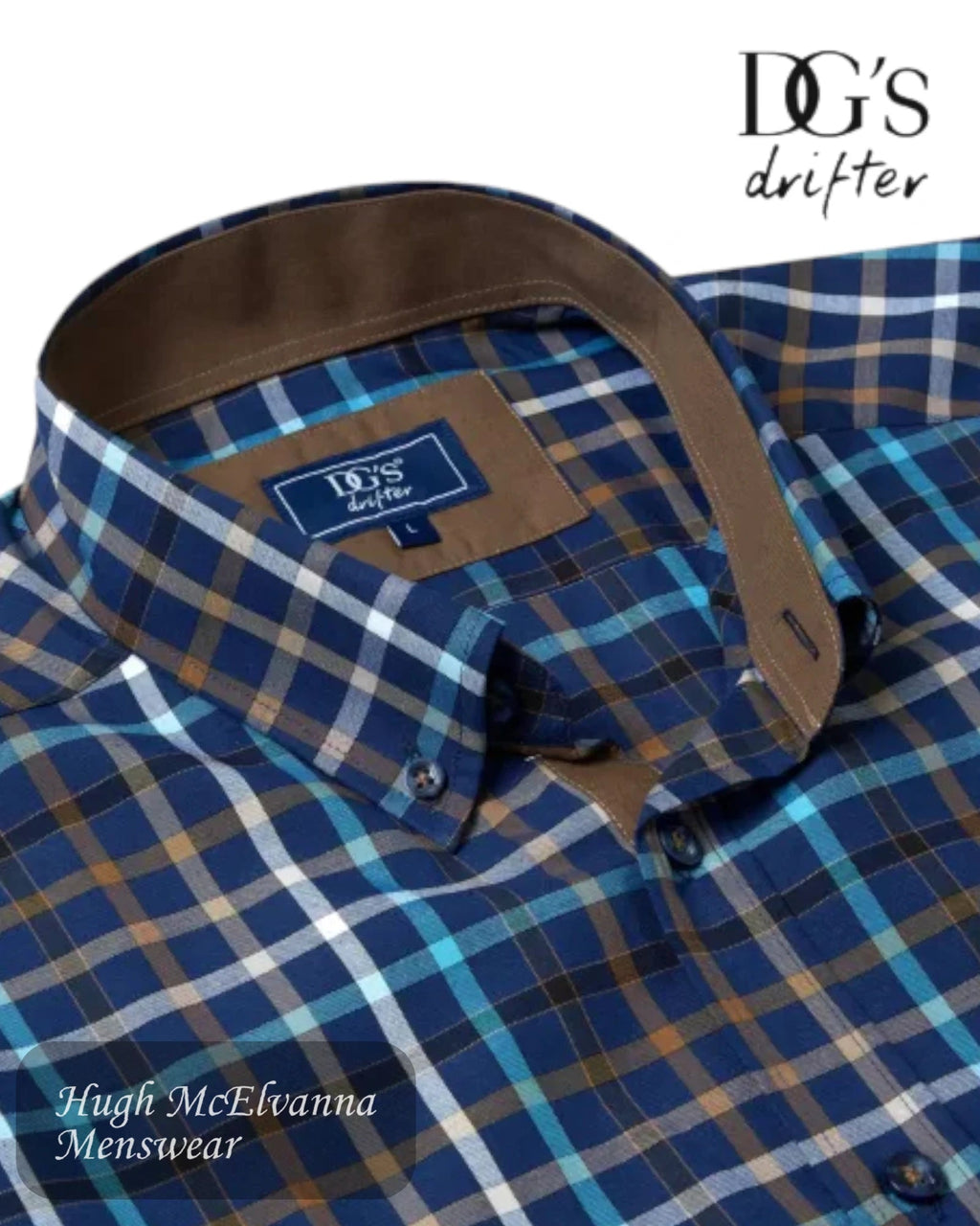 Drifter 14833/28 Blue Check Shirt - Hugh McElvanna Menswear