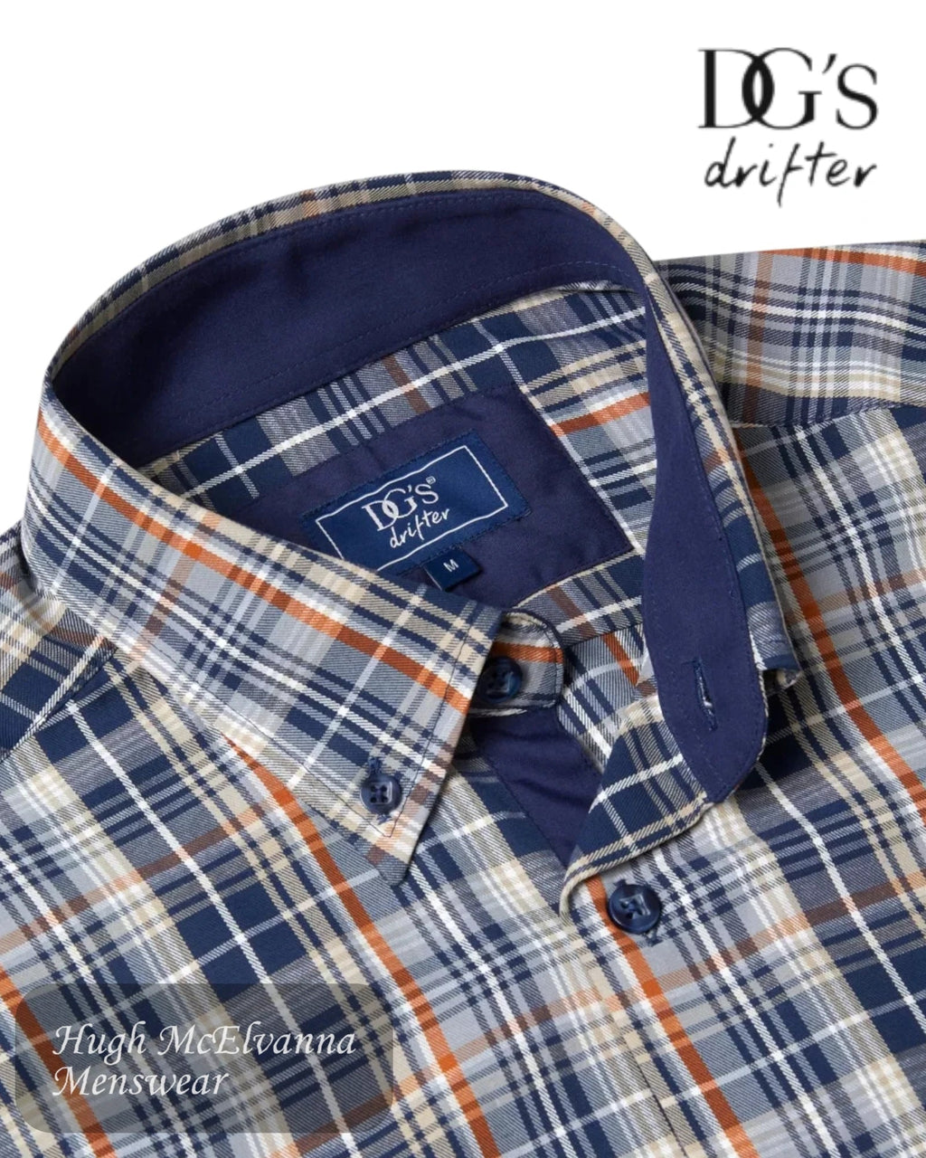 Drifter 14834/28 Blue & Tan Check Shirt - Hugh McElvanna Menswear