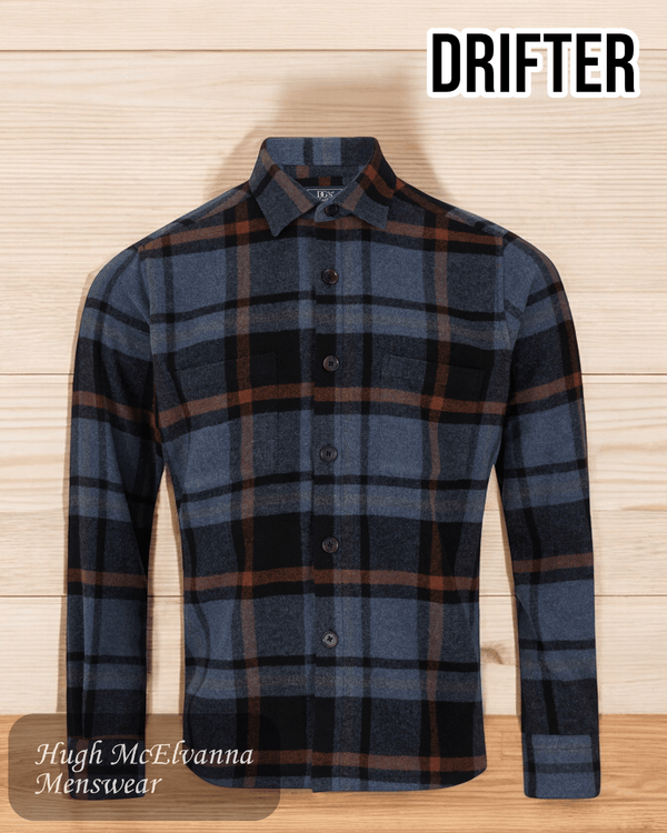 Drifter Blue Check Overshirt - 14691/27 - Hugh McElvanna Menswear