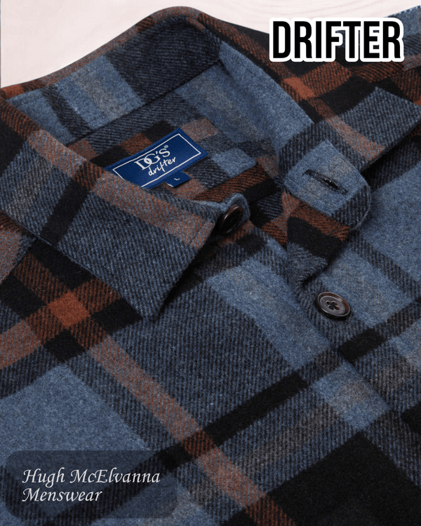 Drifter Blue Check Overshirt - 14691/27 - Hugh McElvanna Menswear