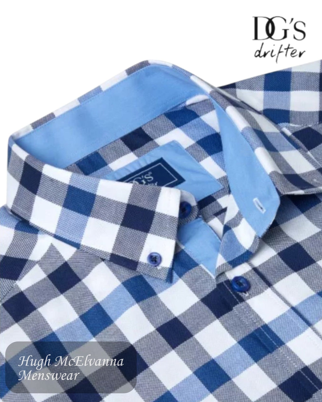Drifter Blue Short Sleeve Shirt 14606SS/25 - Hugh McElvanna Menswear