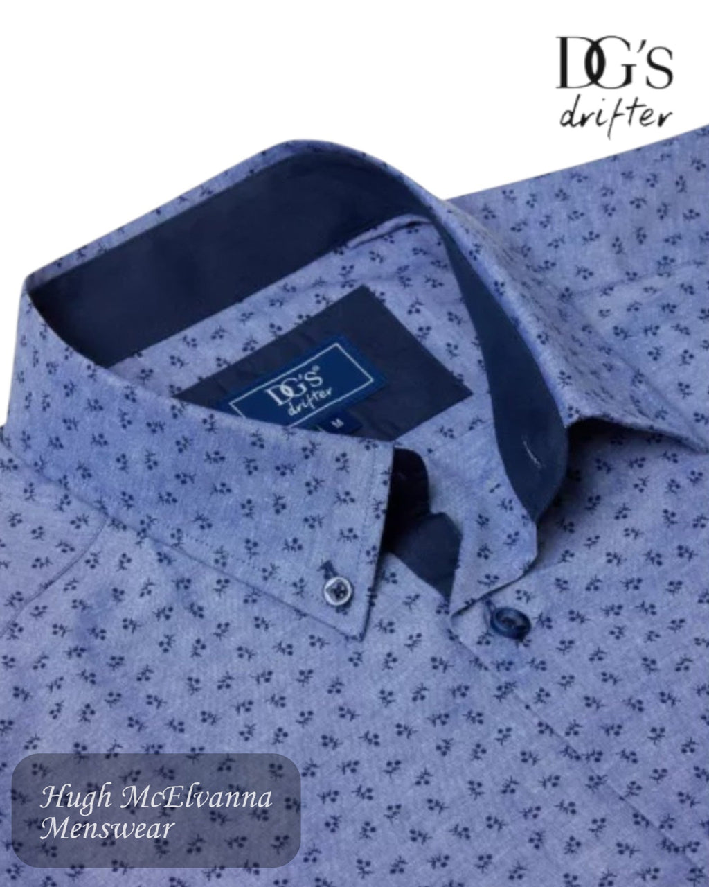 Drifter Blue Short Sleeve Shirt - 14631SS/27 - Hugh McElvanna Menswear