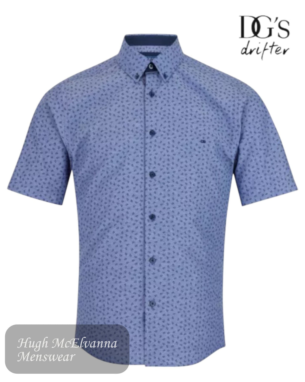 Drifter Blue Short Sleeve Shirt - 14631SS/27 - Hugh McElvanna Menswear