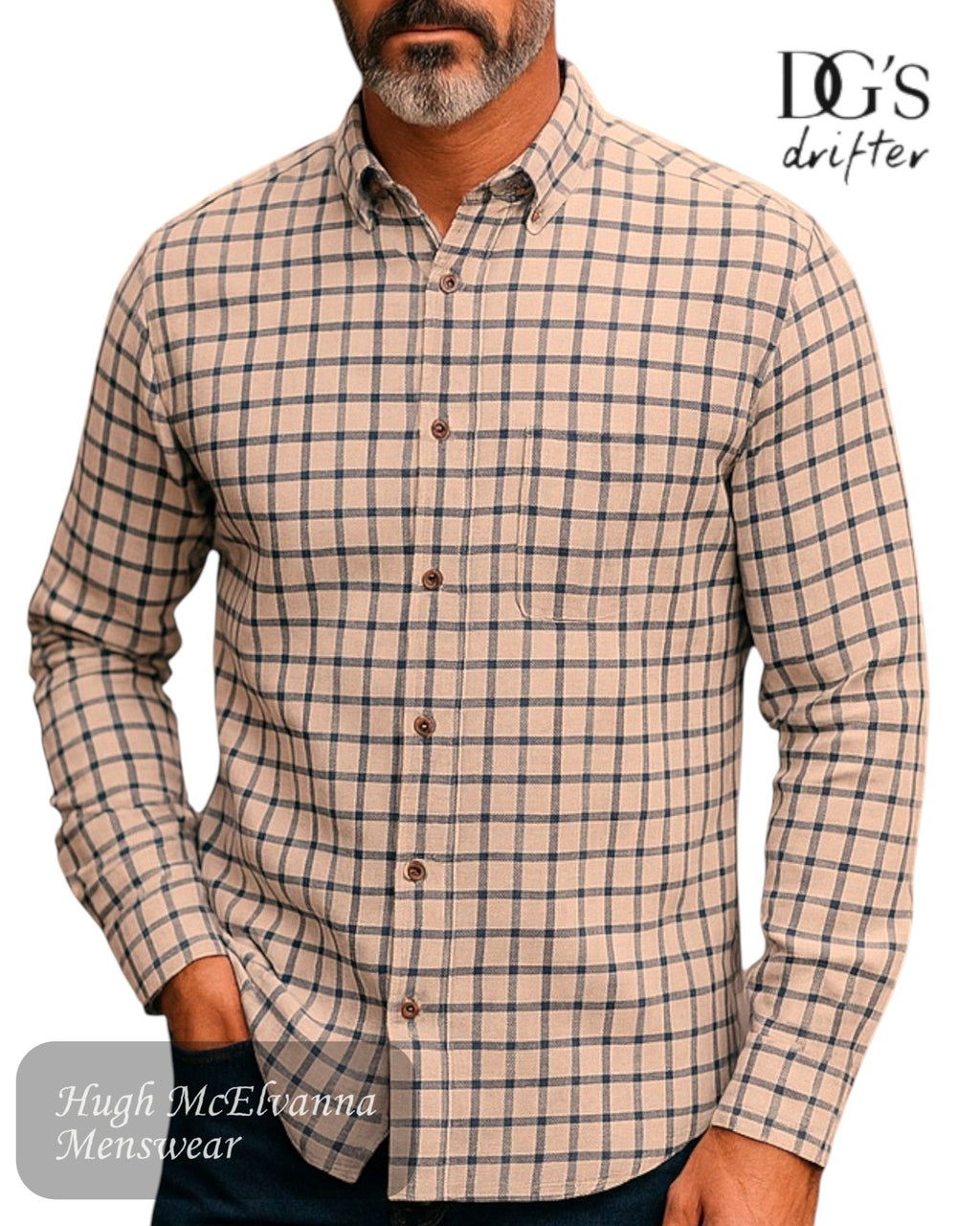 Drifter Brushed Cotton Long Sleeve Shirt - 14845 - Hugh McElvanna Menswear