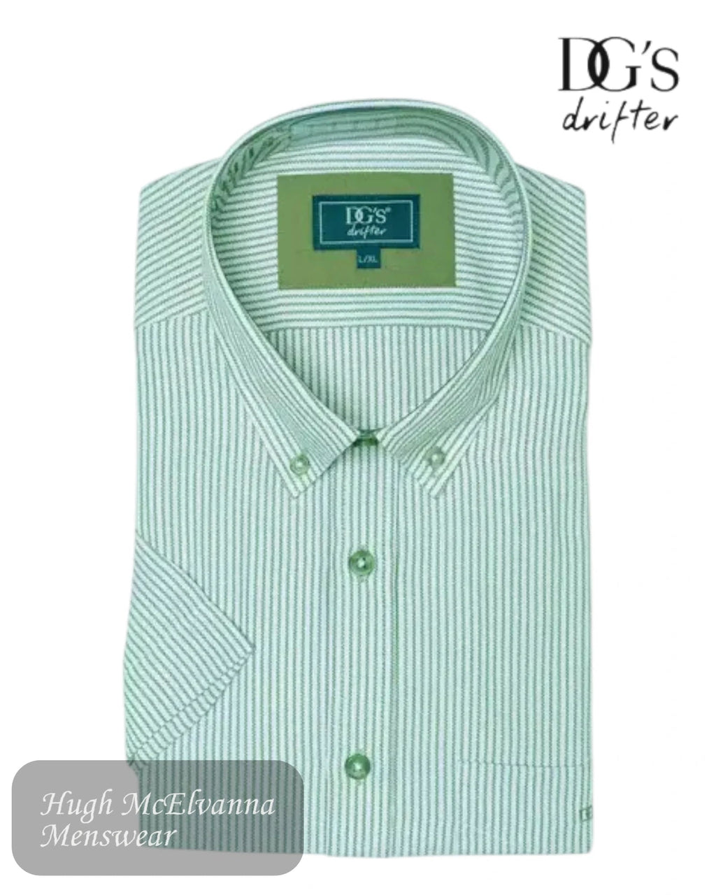 Drifter Green Stripe Short Sleeve Shirt - Hugh McElvanna Menswear
