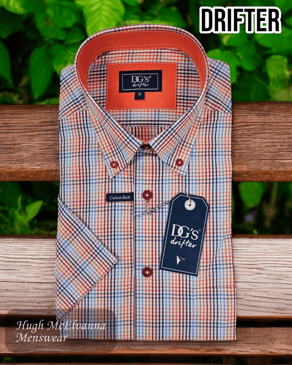 Drifter Orange SS Shirt 14607SS/54 - Hugh McElvanna Menswear
