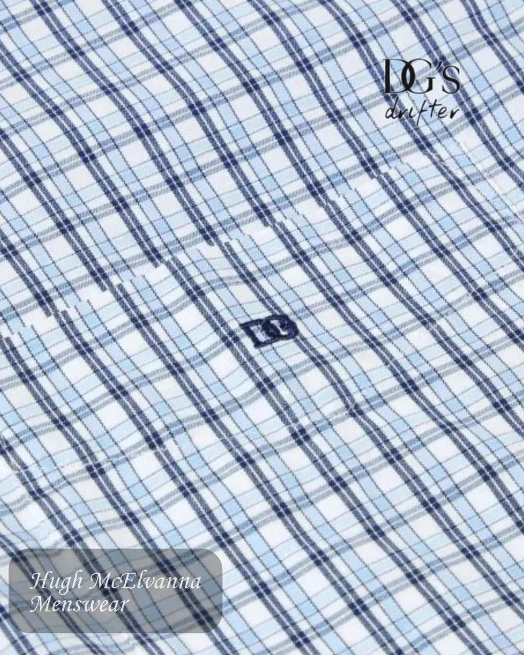 Drifter Sky Blue Checked Short Sleeve Shirt | 114024SS/22 - Hugh McElvanna Menswear