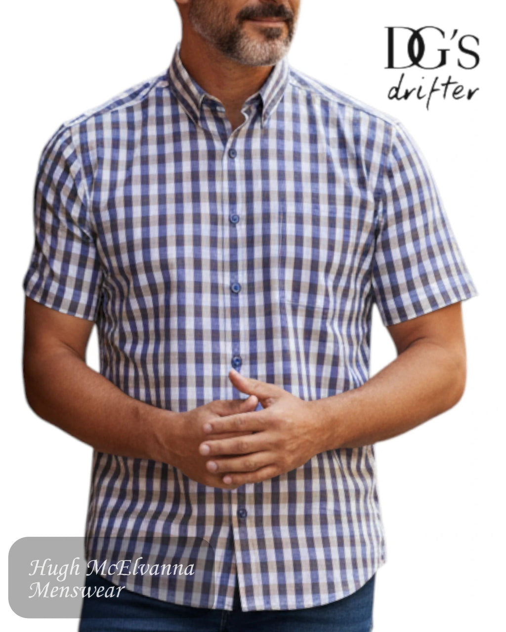 Drifter Stone Short Sleeve Checked Shirt - Hugh McElvanna Menswear