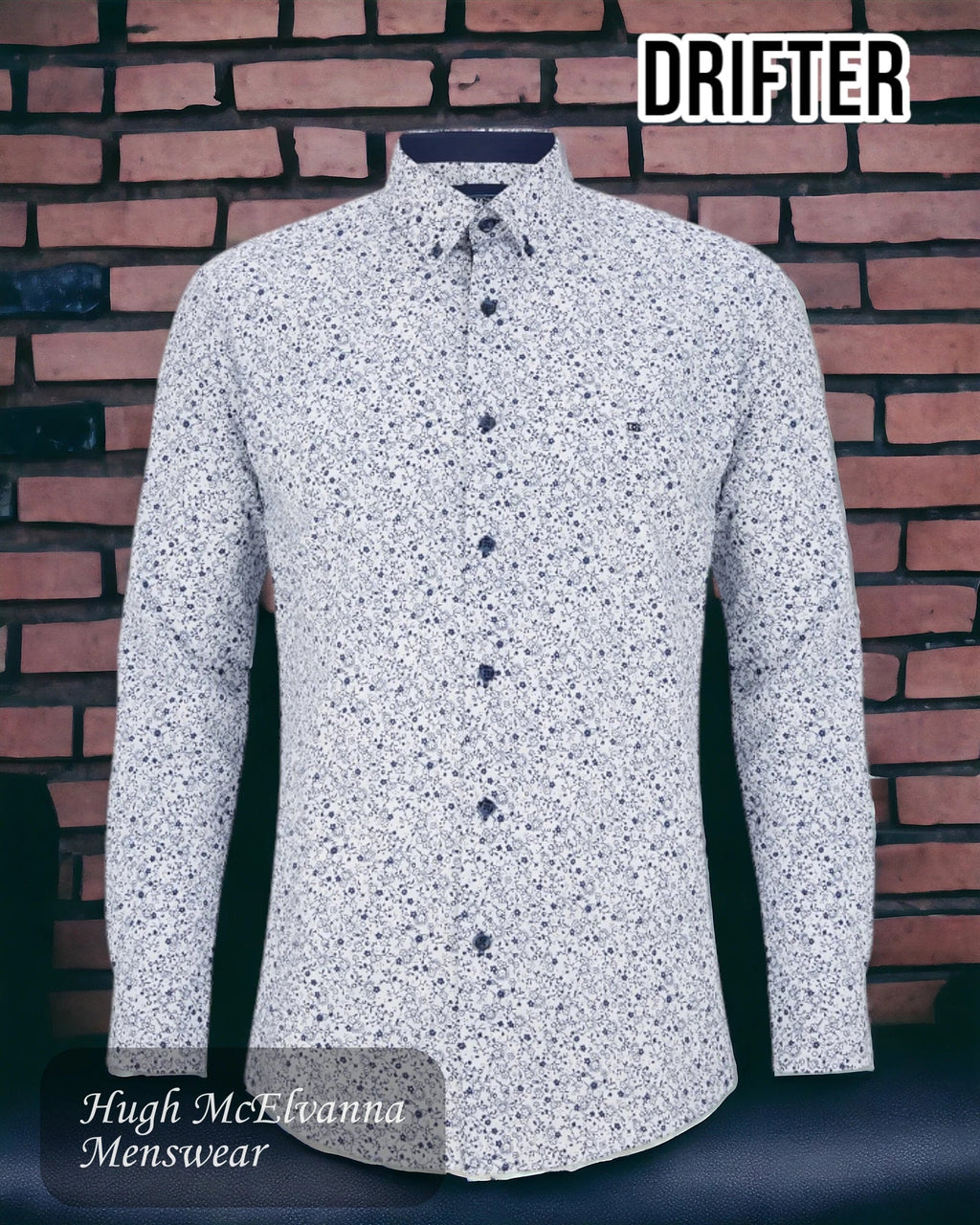 Drifter White Long Sleeve Shirt - 15788/01 - Hugh McElvanna Menswear
