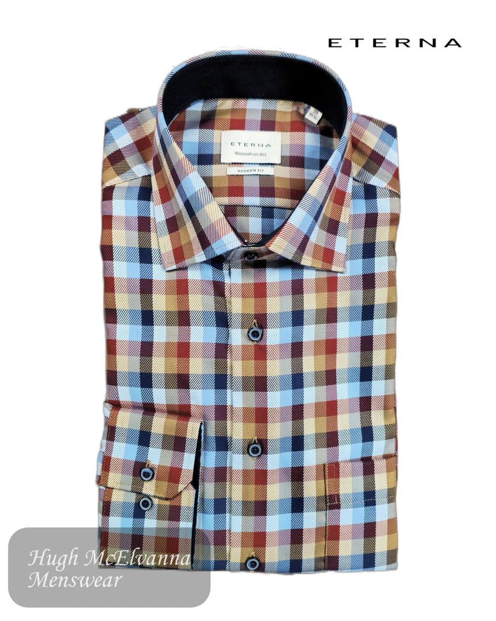 Eterna 1060/14 X15K Modern Fit Non - Iron Cotton Check Shirt - Hugh McElvanna Menswear
