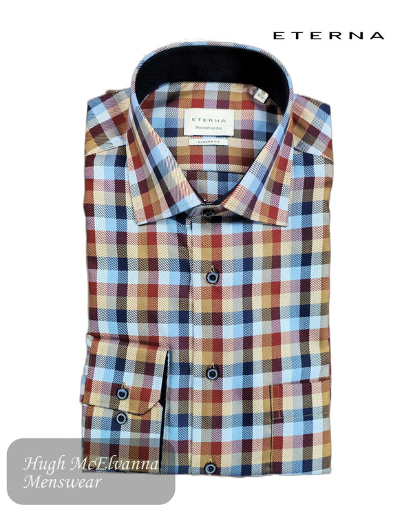 Eterna 1060/14 X15K Modern Fit Non - Iron Cotton Check Shirt - Hugh McElvanna Menswear