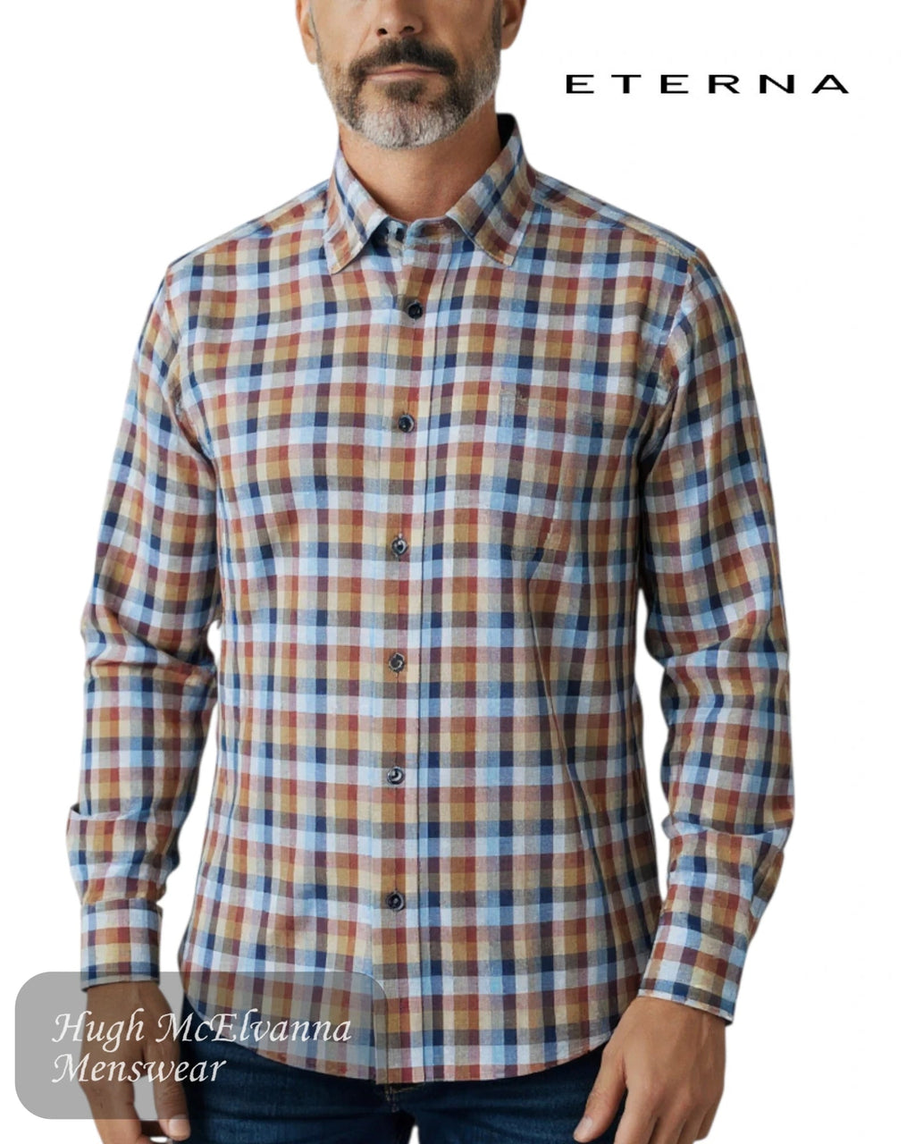 Eterna 1060/14 X15K Modern Fit Non - Iron Cotton Check Shirt - Hugh McElvanna Menswear