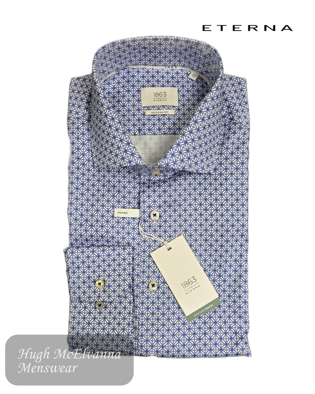 Eterna 1863 Blue Patterned Modern Fit Shirt | 2369 - 12_X682 - Hugh McElvanna Menswear