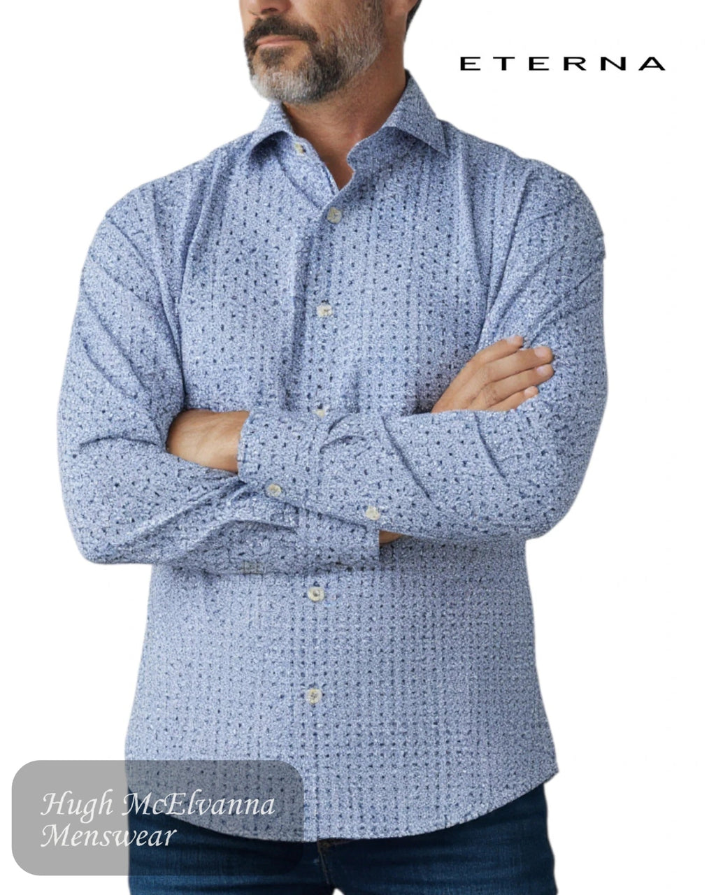 Eterna 1863 Blue Patterned Modern Fit Shirt | 2369 - 12_X682 - Hugh McElvanna Menswear
