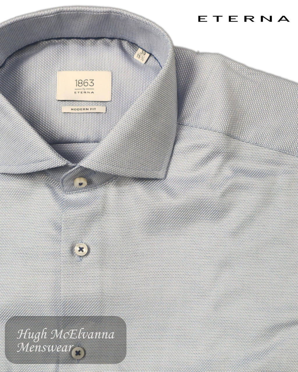 Eterna 1863 Modern Fit Light Blue Textured Shirt – 1187 - 12_X68V - Hugh McElvanna Menswear