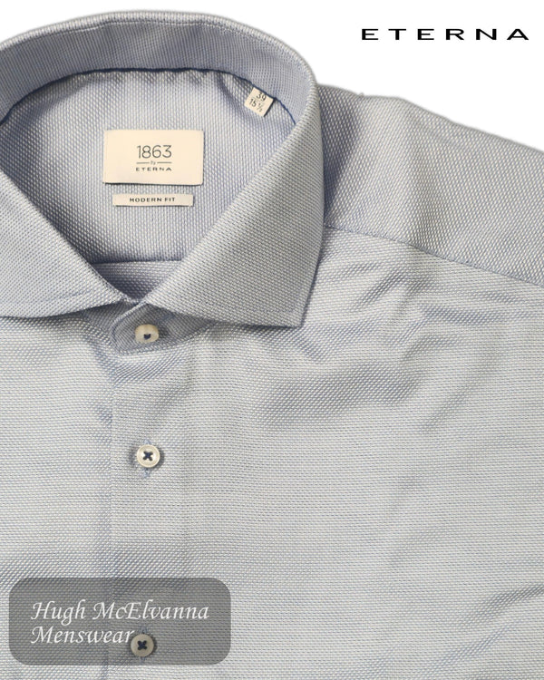 Eterna 1863 Modern Fit Light Blue Textured Shirt – 1187 - 12_X68V - Hugh McElvanna Menswear