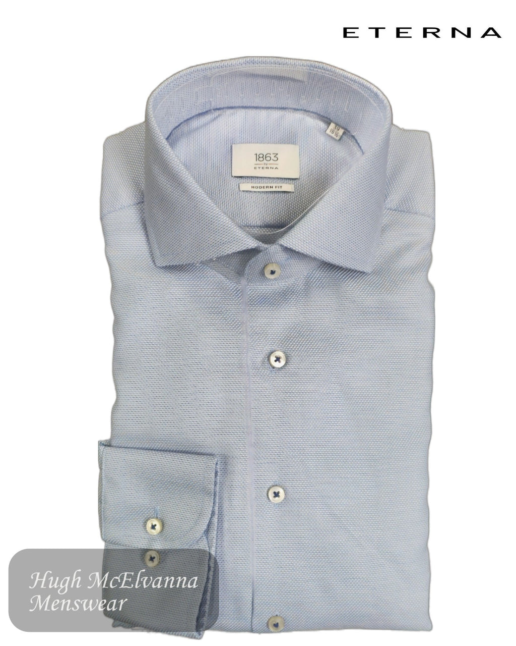 Eterna 1863 Modern Fit Light Blue Textured Shirt – 1187 - 12_X68V - Hugh McElvanna Menswear