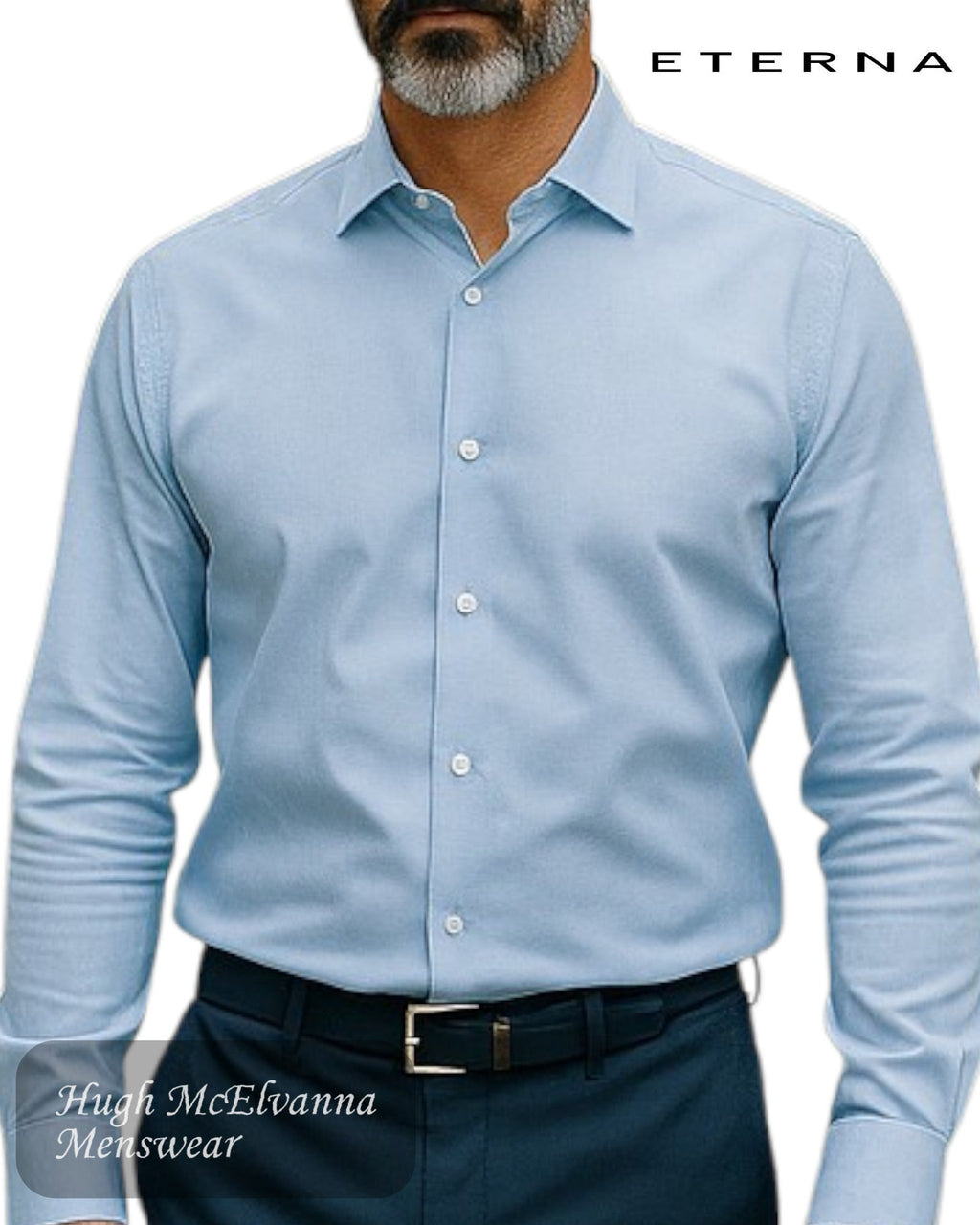 Eterna 1863 Modern Fit Light Blue Textured Shirt – 1187 - 12_X68V - Hugh McElvanna Menswear
