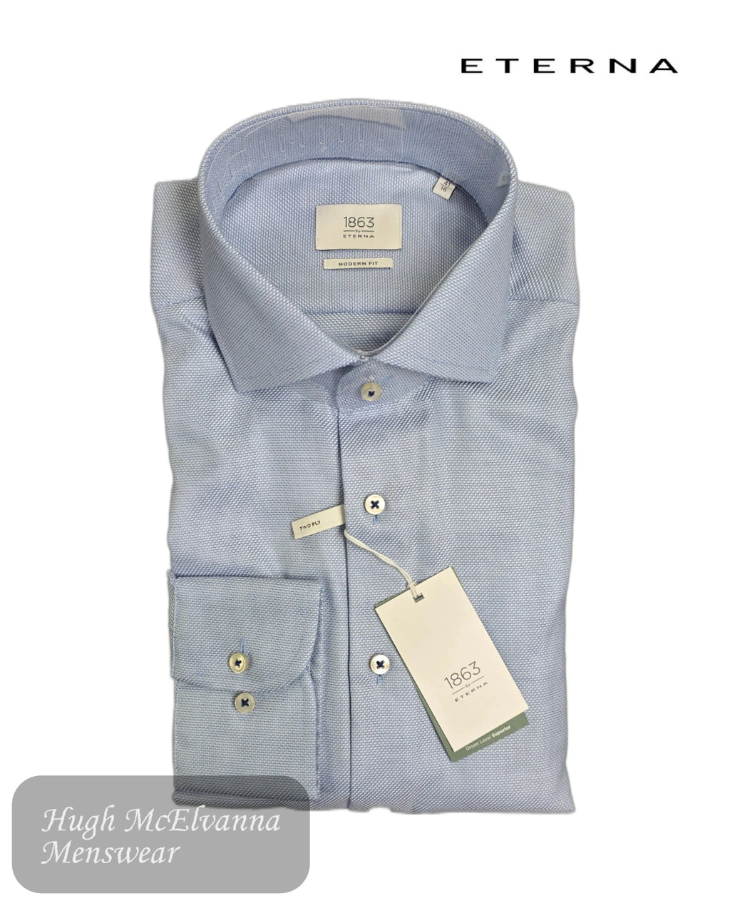 Eterna 1863 Modern Fit Light Blue Textured Shirt – 1187 - 12_X68V - Hugh McElvanna Menswear