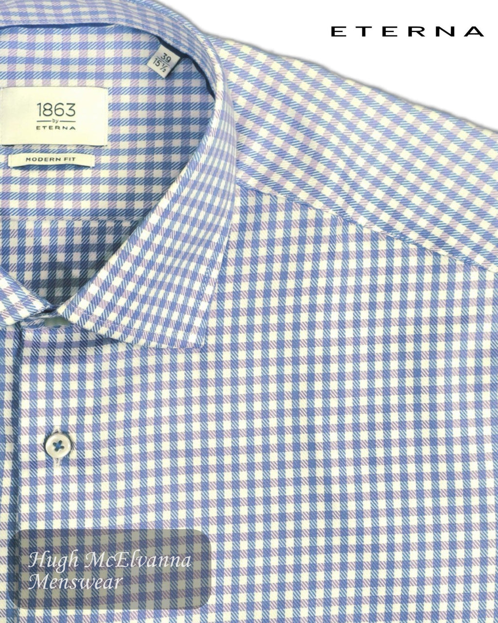 Eterna 1863 Modern Fit Purple Check Shirt – 3824/94 - X687 - Hugh McElvanna Menswear