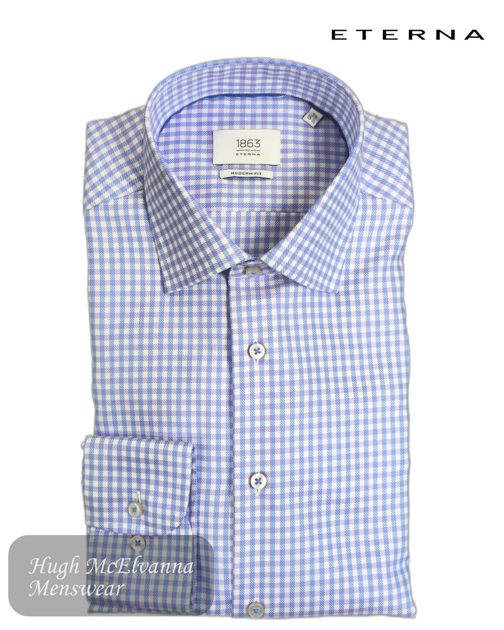 Eterna 1863 Modern Fit Purple Check Shirt – 3824/94 - X687 - Hugh McElvanna Menswear