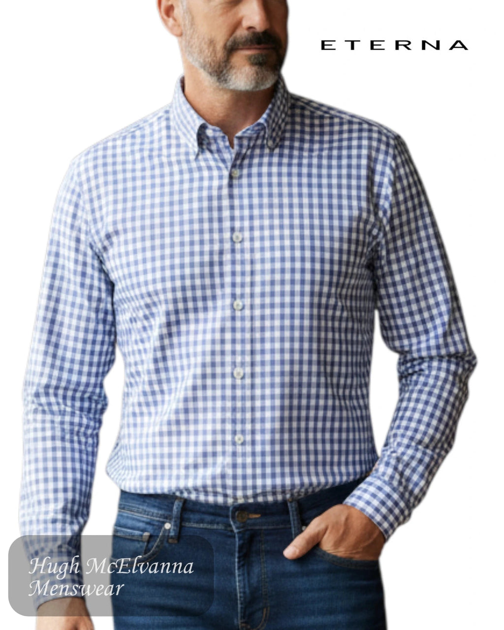 Eterna 1863 Modern Fit Purple Check Shirt – 3824/94 - X687 - Hugh McElvanna Menswear