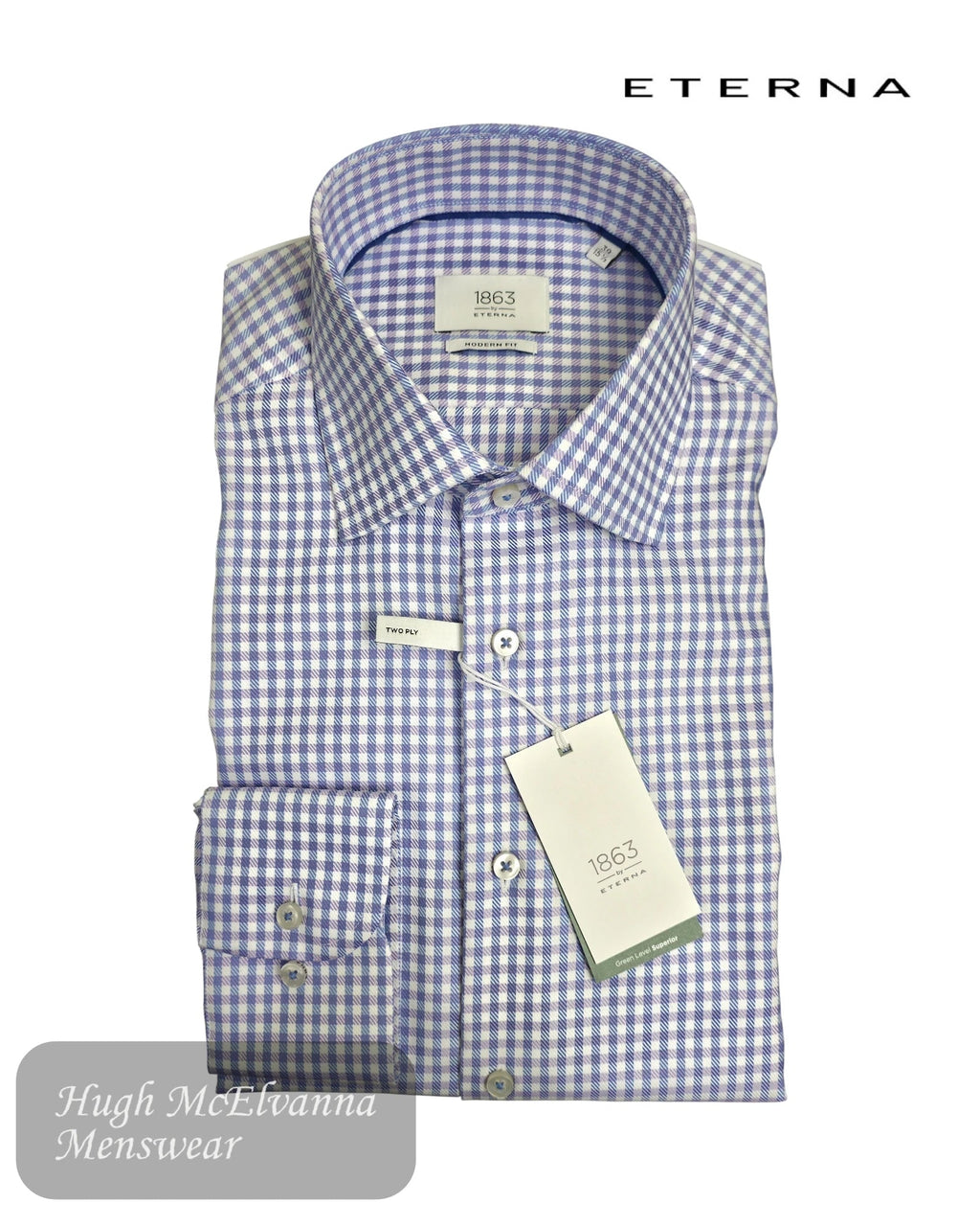Eterna 1863 Modern Fit Purple Check Shirt – 3824/94 - X687 - Hugh McElvanna Menswear