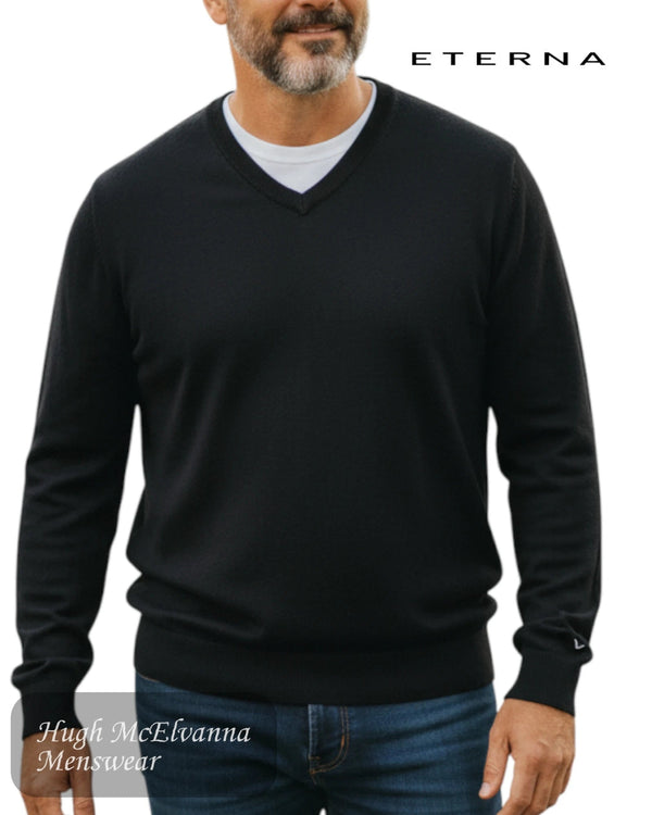 Eterna 312/39 HOLK Black V - Neck Sweater - Hugh McElvanna Menswear