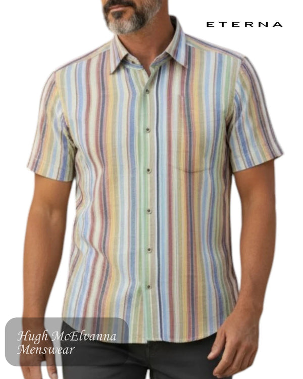 Eterna Comfort Fit Striped Short Sleeve Shirt | 1410/14 KS27 - Hugh McElvanna Menswear