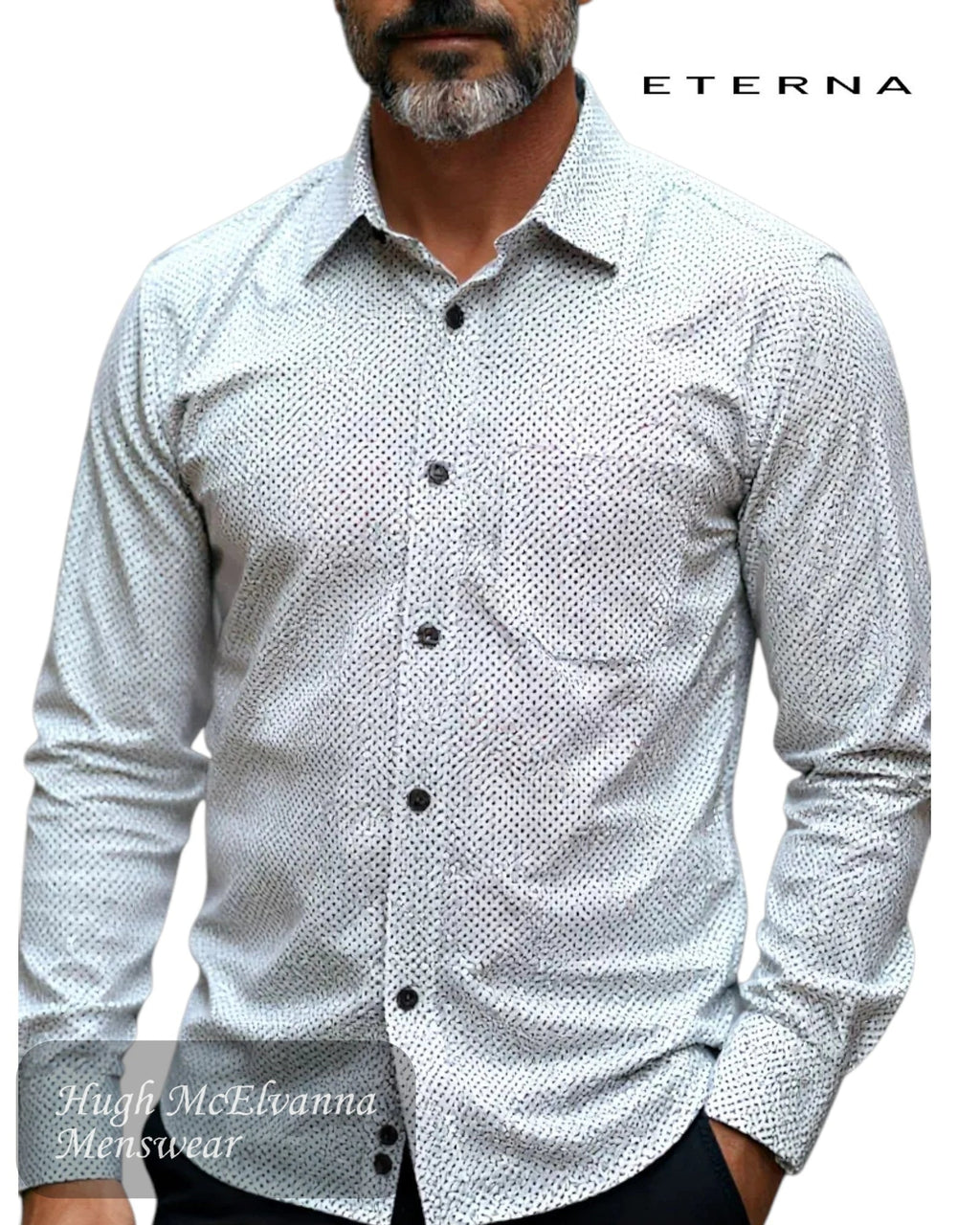 Eterna Fawn Design Long Sleeve Shirt 1054/26 X19K - Hugh McElvanna Menswear