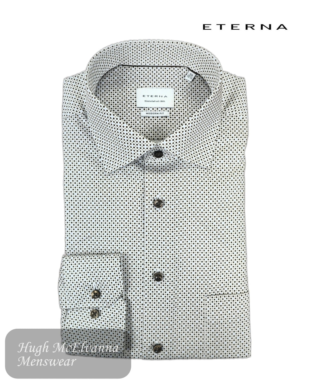 Eterna Fawn Design Long Sleeve Shirt 1054/26 X19K - Hugh McElvanna Menswear