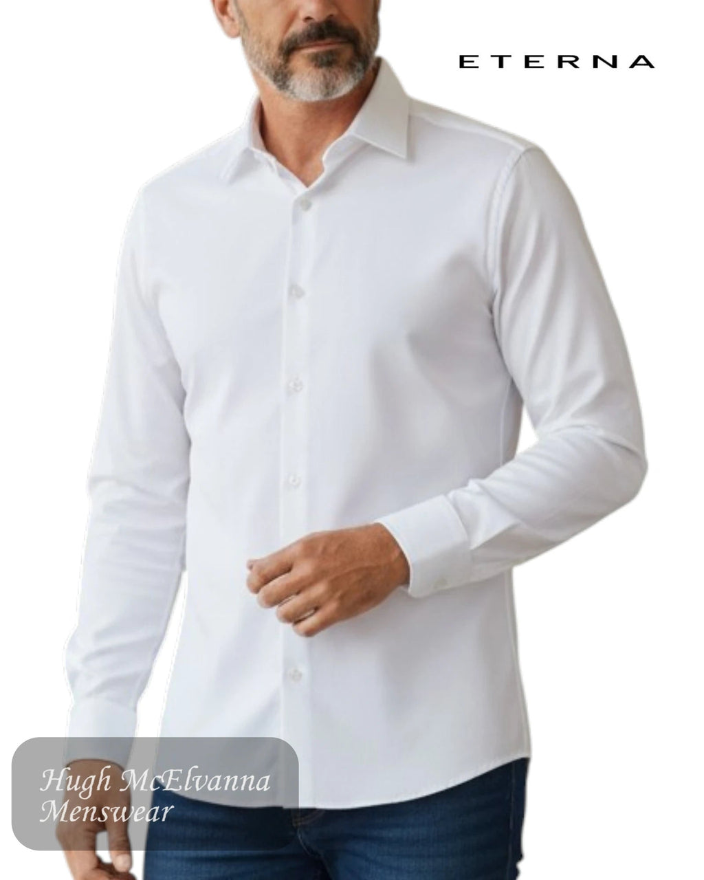 Eterna Men's Slim Fit White Formal Shirt | 1100 - 00 - F170 - Hugh McElvanna Menswear