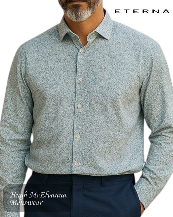 ETERNA Modern Fit Blue Print Shirt – 4391 - 12_X17V - Hugh McElvanna Menswear