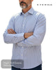 Eterna Modern Fit Blue Striped Shirt - Hugh McElvanna Menswear