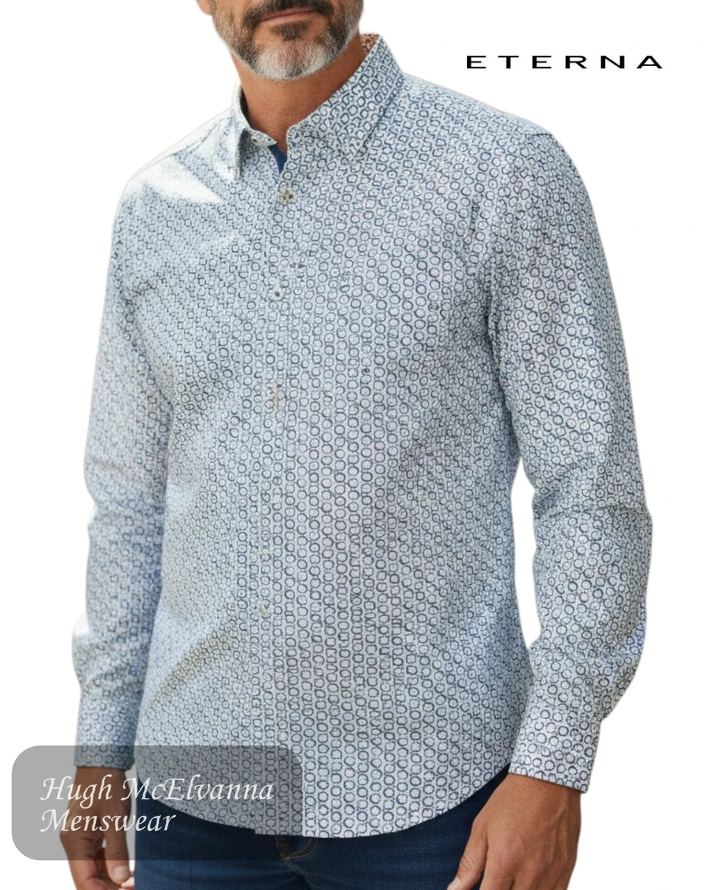 Eterna Modern Fit Geometric Print Shirt |1375 40 X171 - Hugh McElvanna Menswear