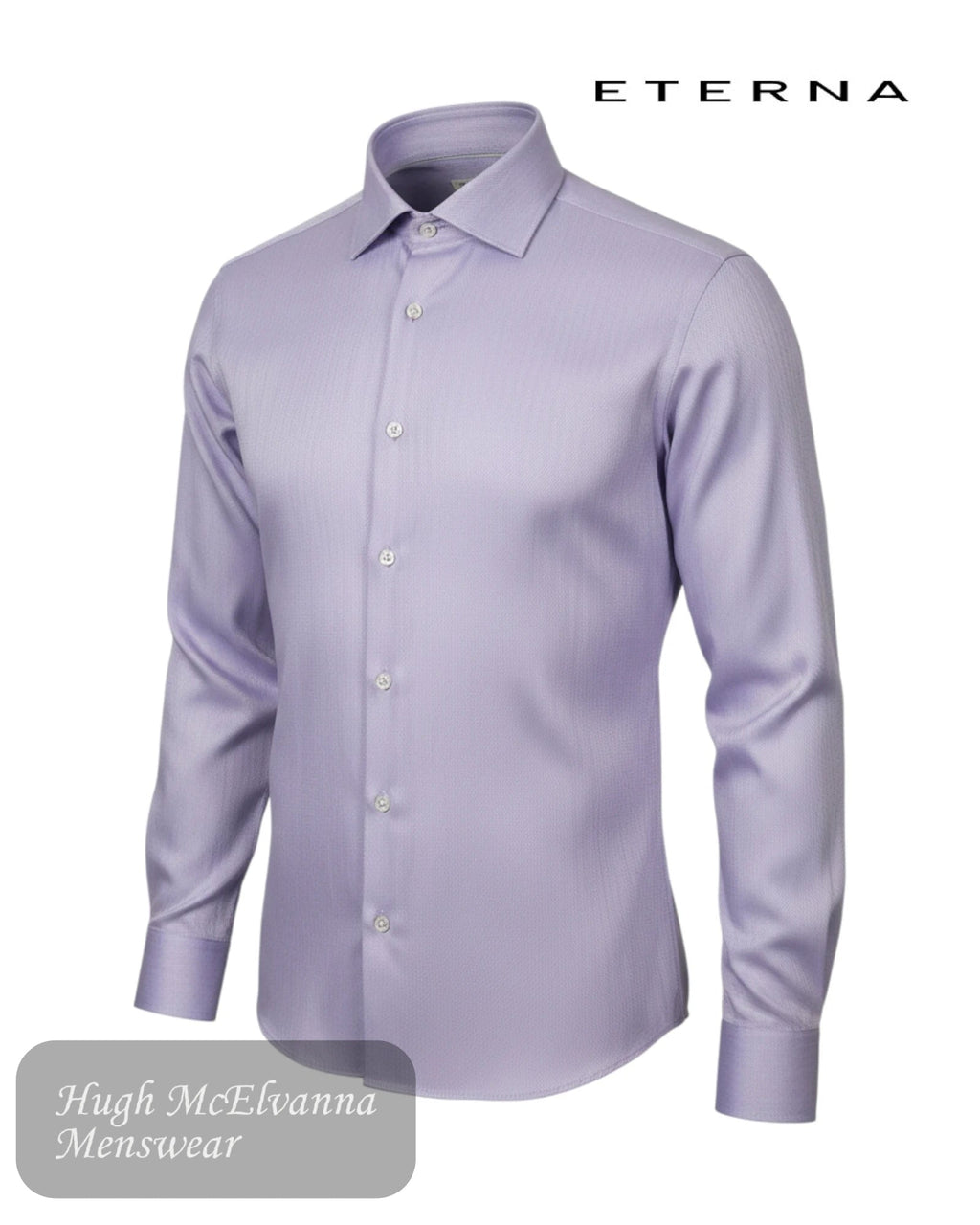 Eterna Modern Fit Lilac Herringbone Shirt - 1179 - 90_X18K - Hugh McElvanna Menswear