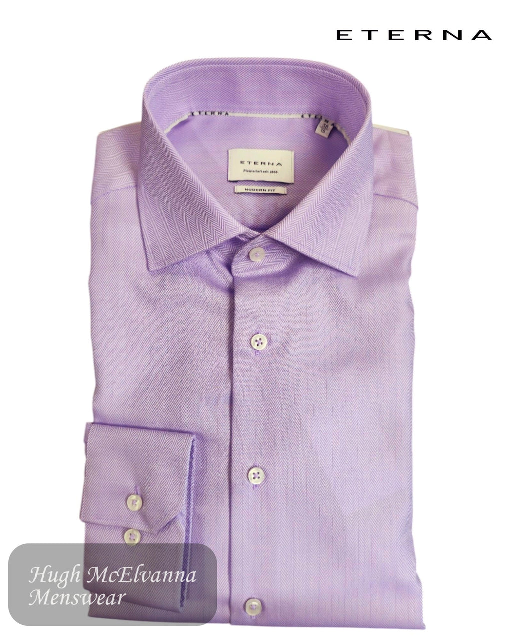 Eterna Modern Fit Lilac Herringbone Shirt - 1179 - 90_X18K - Hugh McElvanna Menswear