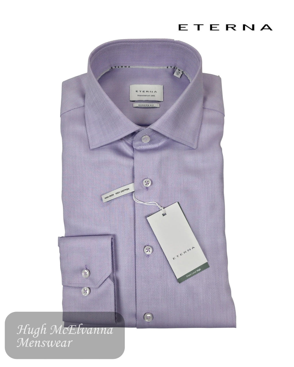 Eterna Modern Fit Lilac Herringbone Shirt - 1179 - 90_X18K - Hugh McElvanna Menswear