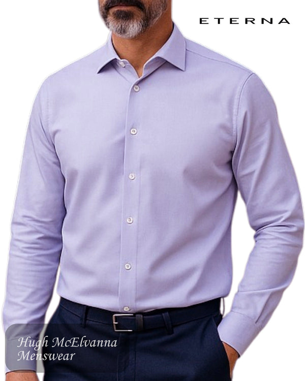 Eterna Modern Fit Lilac Herringbone Shirt - 1179 - 90_X18K - Hugh McElvanna Menswear