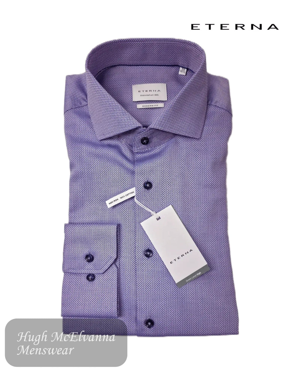 Eterna Modern Fit Purple Micro Pattern Shirt - 1178 - 94_X17V - Hugh McElvanna Menswear