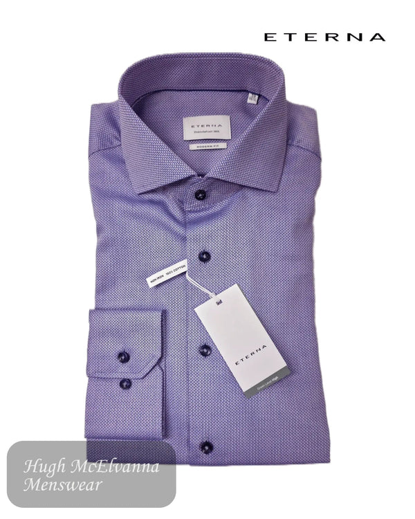 Eterna Modern Fit Purple Micro Pattern Shirt - 1178 - 94_X17V - Hugh McElvanna Menswear