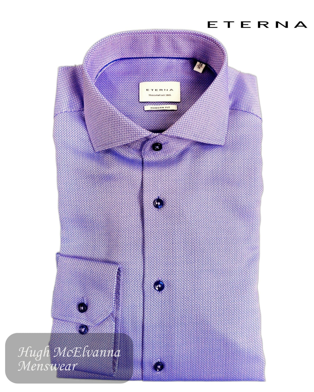 Eterna Modern Fit Purple Micro Pattern Shirt - 1178 - 94_X17V - Hugh McElvanna Menswear