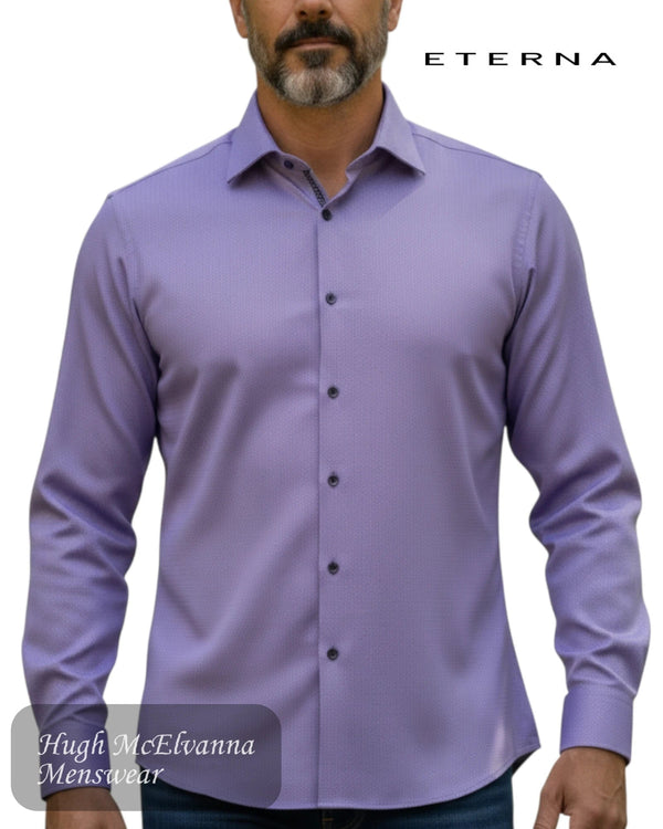 Eterna Modern Fit Purple Micro Pattern Shirt - 1178 - 94_X17V - Hugh McElvanna Menswear