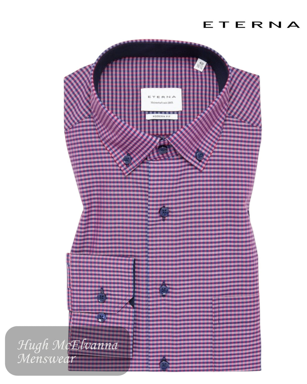 ETERNA MODERN Fit Vichy Check Shirt - 8913 58 X146 - Hugh McElvanna Menswear