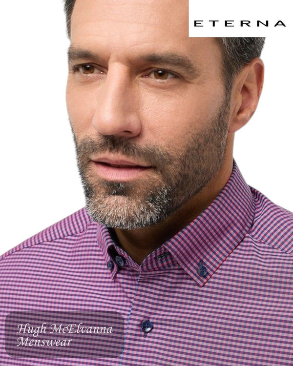 ETERNA MODERN Fit Vichy Check Shirt - 8913 58 X146 - Hugh McElvanna Menswear