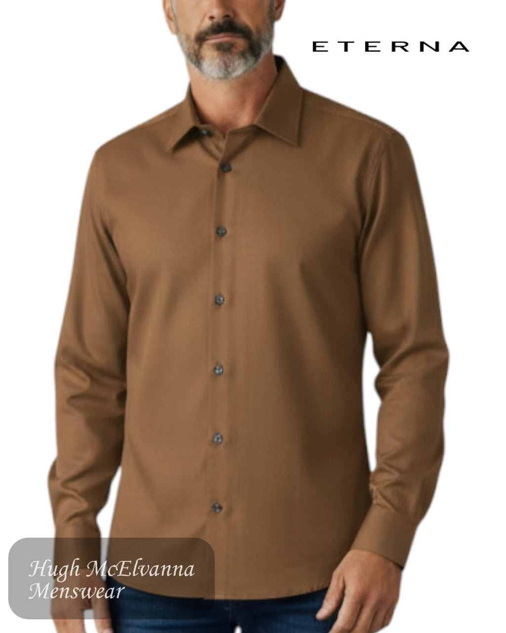 Eterna Plain Modern Fit Shirt 1049/29 X171 in Brown - Hugh McElvanna Menswear