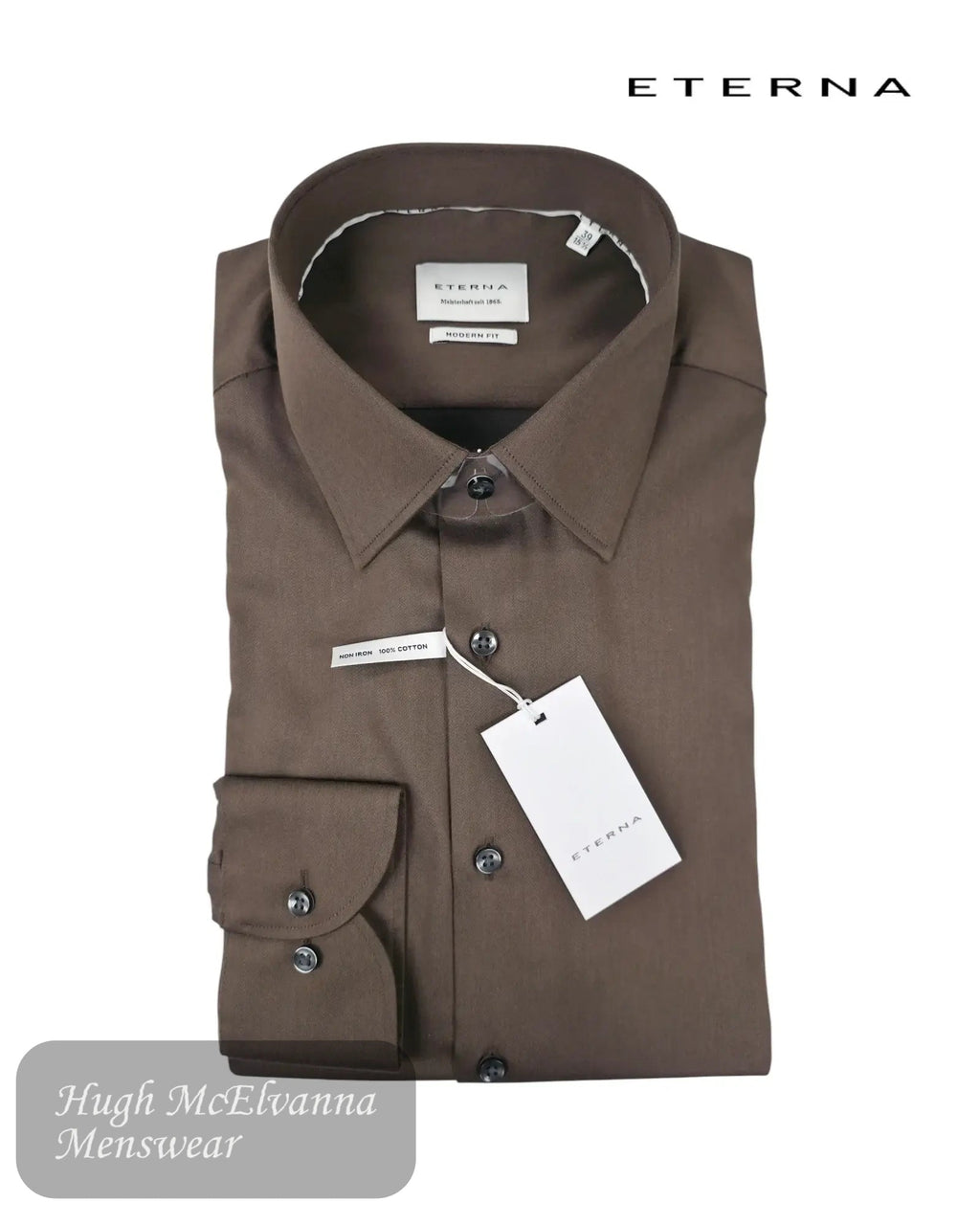 Eterna Plain Modern Fit Shirt 1049/29 X171 in Brown - Hugh McElvanna Menswear
